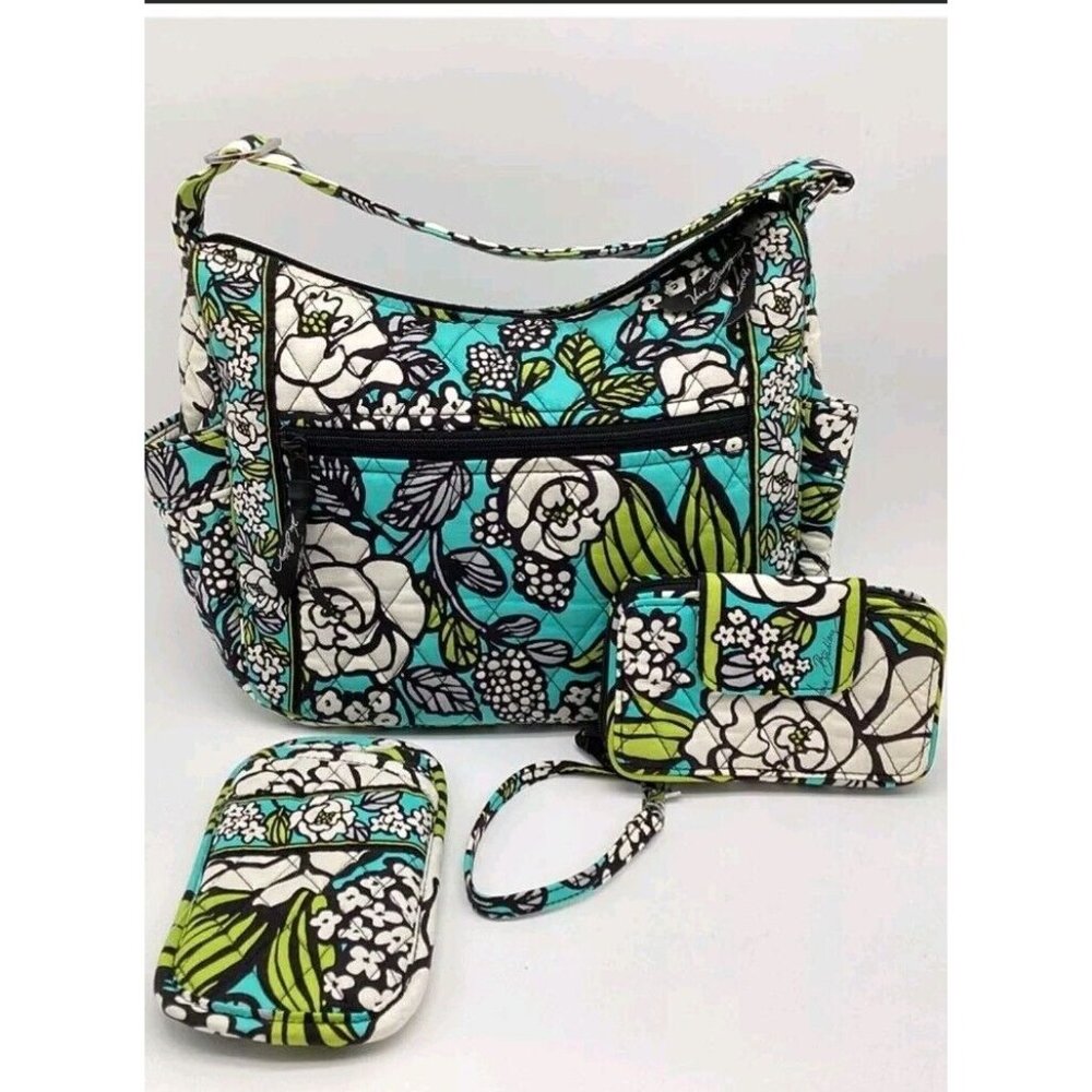 3 Lot: Vera Bradley Island Blooms Shoulder Bag Cellphone Holder Wallet Wristlet